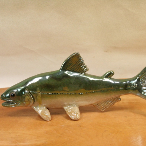 アユ（20cm型）・陶芸作品 置物（陶 さかな フィギュア） 立体