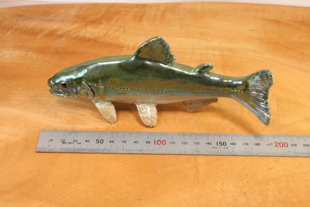 アユ（20cm型）・陶芸作品 置物（陶 さかな フィギュア）