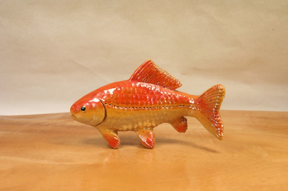 ヒブナ（15cm型）・陶芸作品 置物（陶 さかな フィギュア） 立体