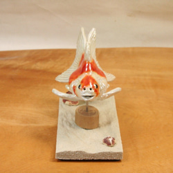 琉金・紅白（10cm型）・陶芸作品 置物（陶 さかな フィギュア） 4枚目の画像