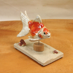 琉金・紅白（10cm型）・陶芸作品 置物（陶 さかな フィギュア） 6枚目の画像