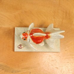 琉金・紅白（10cm型）・陶芸作品 置物（陶 さかな フィギュア） 10枚目の画像