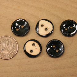 陶ボタン・黒天目釉（サイズ小・約18mm） 4枚目の画像