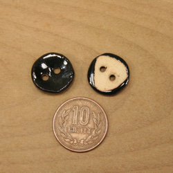 陶ボタン・黒天目釉（サイズ小・約18mm） 5枚目の画像