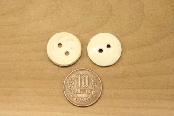 陶ボタン・半磁器白チャラ（サイズ中・約21mm） 4枚目の画像