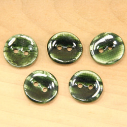 陶ボタン・緑白練込・織部釉（サイズ中・約21mm） 1枚目の画像