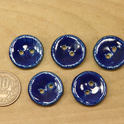 陶ボタン・紺青釉（サイズ大・約24mm） 2枚目の画像