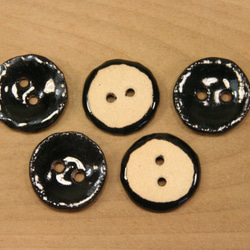 陶ボタン・黒天目釉（サイズ大2・約30mm） 3枚目の画像