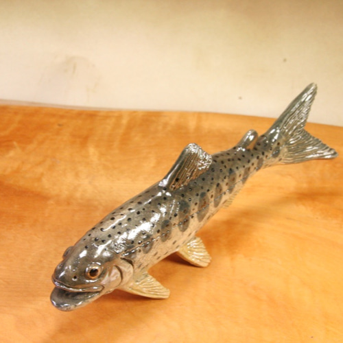 ヤマメ（19cm型）・陶芸作品 置物（陶 さかな フィギュア） 立体