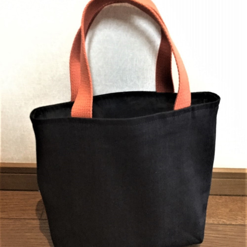 ハンドメイド ☆帯リメイクバッグ☆デニム無地切り替え 金糸