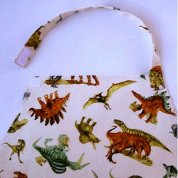 送料無料　恐竜大集合　子供エプロン三角巾セット(100〜110)　　 4枚目の画像