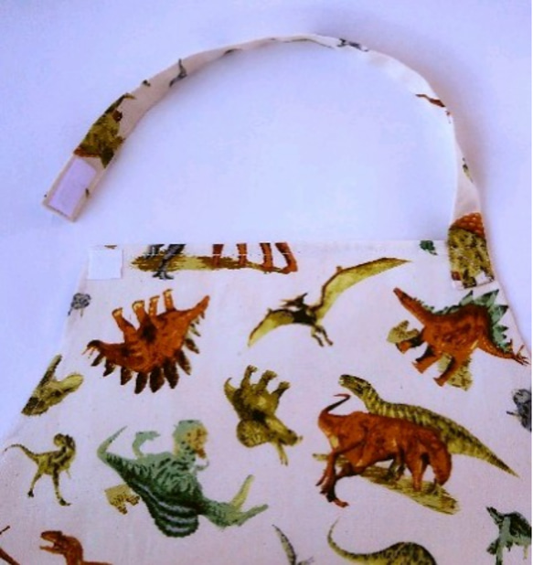 送料無料　恐竜大集合　子供エプロン三角巾セット(100〜110)　　 4枚目の画像