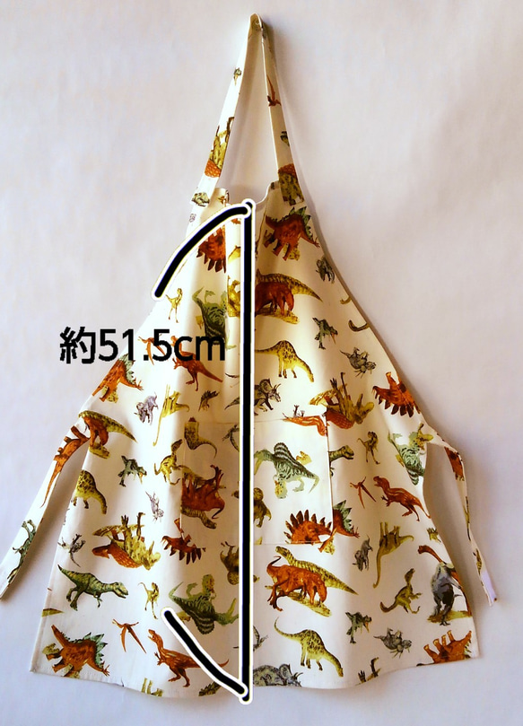 送料無料　恐竜大集合　子供エプロン三角巾セット(100〜110)　　 8枚目の画像