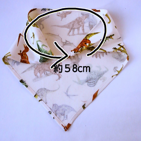 送料無料　恐竜大集合　子供エプロン三角巾セット(100〜110)　　 9枚目の画像
