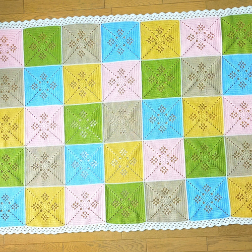 手編みブランケットマルチカバー　ソファーカバー 送料込み】ブランケット/スパイシー編み/マルチカバー/ソファー