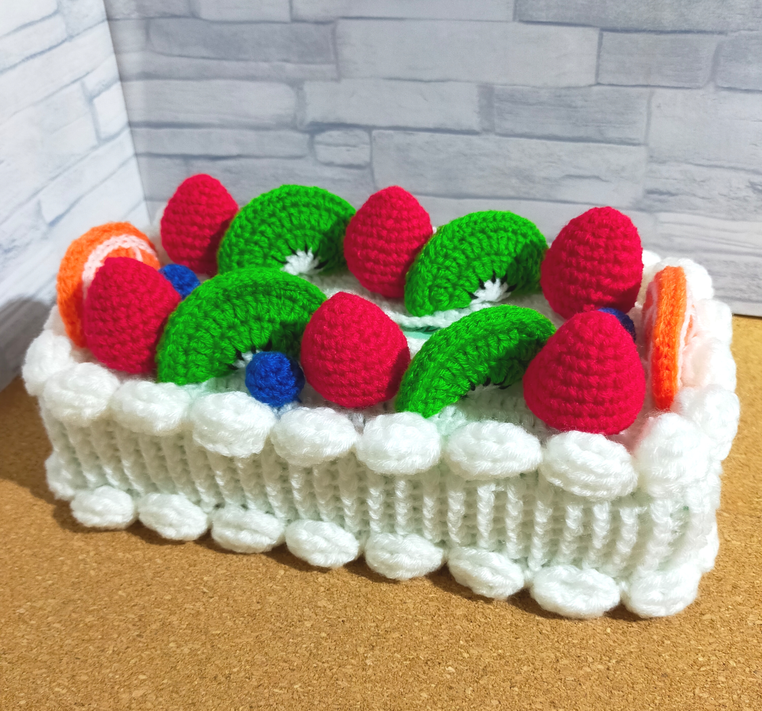 手編み ボックス ティッシュカバー フルーツケーキ ボックス ティッシュカバー フルーツケーキ 手編み