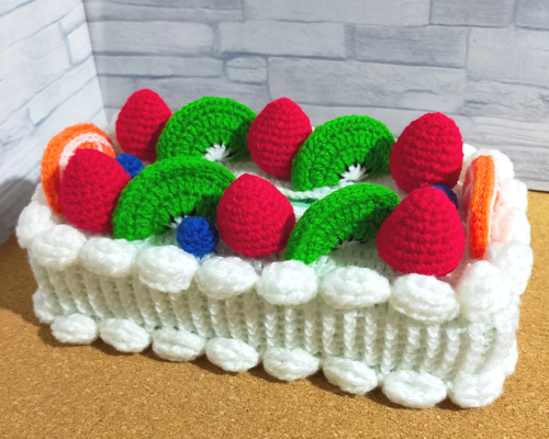 手編み ボックス ティッシュカバー フルーツケーキ 0_f0322e467aa0a4c1d085f226be02