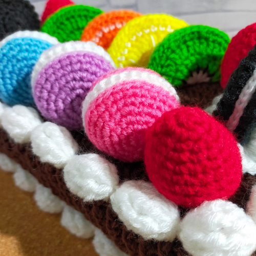 かぎ編み ティッシュボックスカバー チョコケーキ マカロン フルーツ