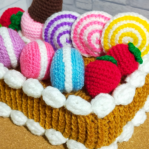 手編み ボックス ティッシュカバー フルーツケーキ 手編み ボックス ティッシュカバー フルーツケーキ（全国送料