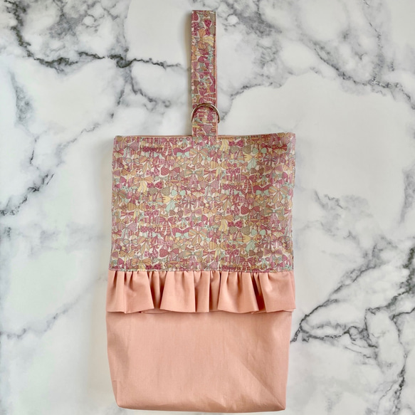 【リバティ】レッスンバッグ、シューズケース＆体操着袋⭐️ジェニーズリボンズ⭐️ホビーラホビーレ ピンク系 5枚目の画像