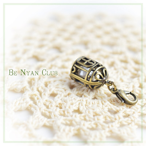 ミニフックチャーム★パール玉たまごの鳥かご★立体チャーム【3点で送料無料】charm shop ＊nyanzip＊ 3枚目の画像