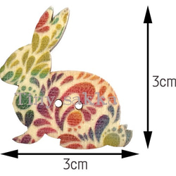 木製カラフルボタンうさぎ　10個入り 2枚目の画像