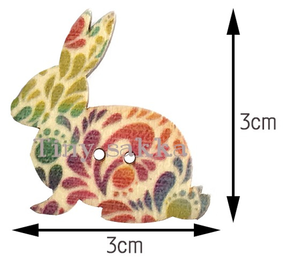 木製カラフルボタンうさぎ　10個入り 2枚目の画像