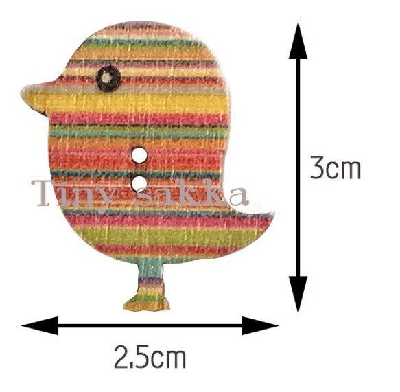 木製カラフルボタン小鳥　10個入り 2枚目の画像