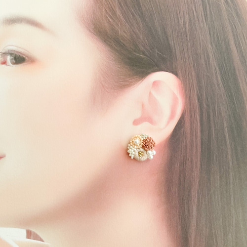 blanc 刺繍 marumaru ピアス/イヤリング orange ピアス（その他