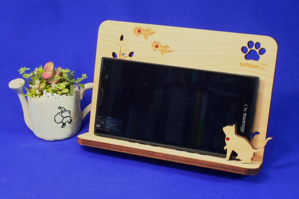 スマホ・タブレットスタンド「ネコと金魚」　※送料サービス※　 3枚目の画像