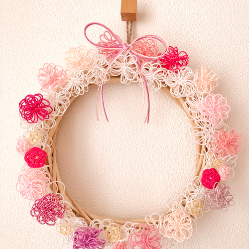 ポポラスと千日紅のcuteなリース* * *ラッピング無料 壁掛け インテリア ポポラスと千日紅のcuteなリース* * *ラッピング無料 壁掛け