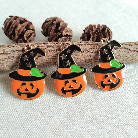 30×20mm ハロウィンカボチャのチャーム 帽子 8個 B331 チャーム