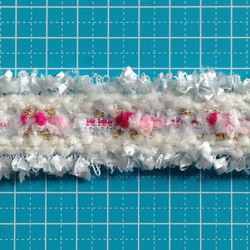 35mm幅　フリンジつき織リボン　ブルーグレー２ｍセット　R16 3枚目の画像