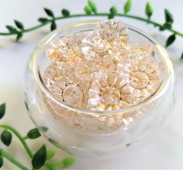 【B品】きらきら　お花のアクリルボタン　１３mm　５０個　P451 4枚目の画像