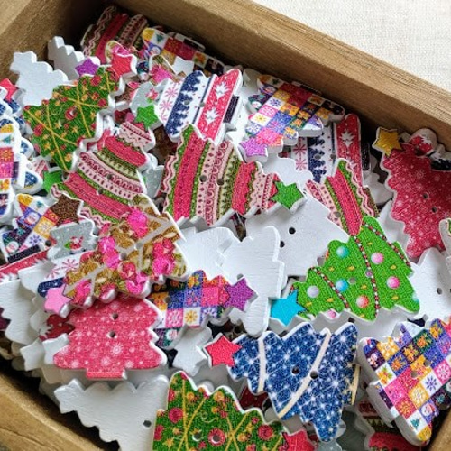 Xmas♪ クリスマスツリーの飾りボタン アソート 20個 W521 ボタン 