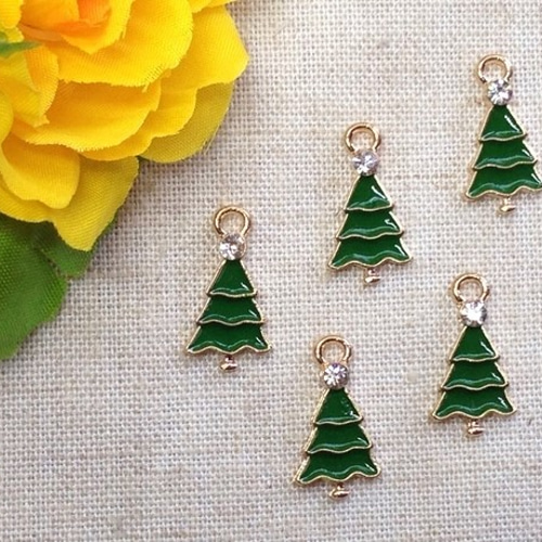 ♪Xmas♪ クリスマスツリーのチャーム 10個 X16 チャーム petit
