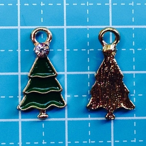 ♪Xmas♪ クリスマスツリーのチャーム 10個 X16 チャーム petit