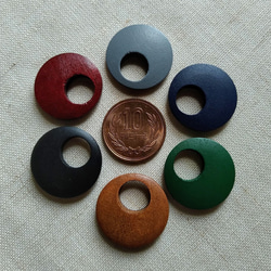 25mm　丸形ウッドパーツ　秋冬色6色×2個　12個セット　W611 5枚目の画像