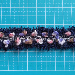 25mm幅　ラメ糸と毛糸入り織りリボン　ブルー２ｍセット　R169 4枚目の画像