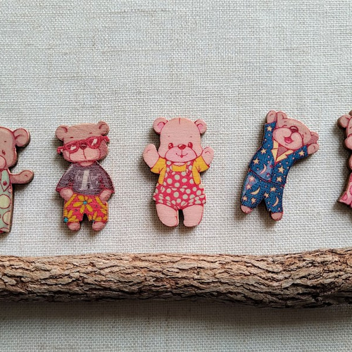 35×21mm クマのウッドパーツ アソート25個 W576 その他素材 petit