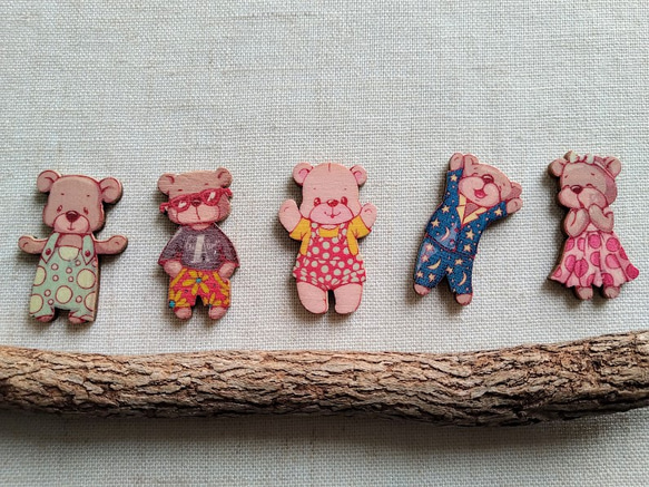 35×21mm クマのウッドパーツ アソート25個 W576 その他素材 petit