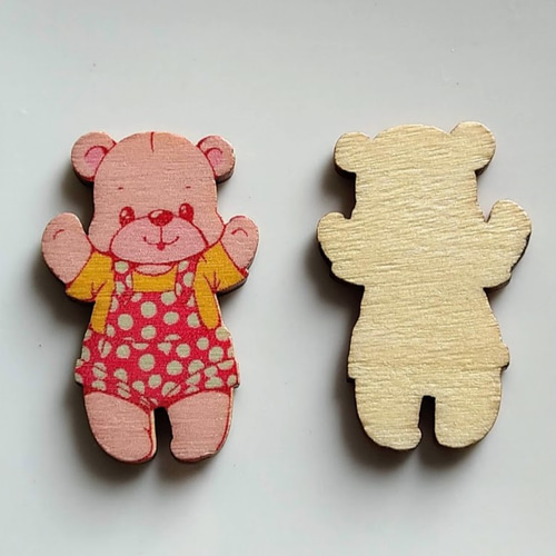 35×21mm クマのウッドパーツ アソート25個 W576 その他素材 petit