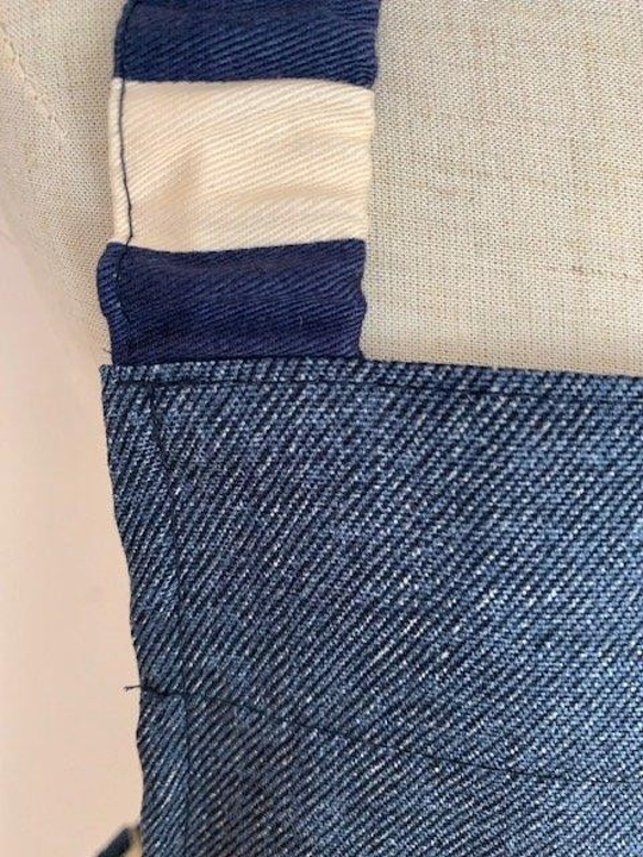 キッズエプロン＆三角巾・デニム調リバーシブルプリント（紺）・140～150サイズ　BOYS 5枚目の画像