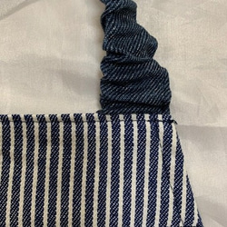 キッズエプロン・三角巾、120/130サイズ・ヒッコリー紺×デニム・BOYS・受注制作 3枚目の画像