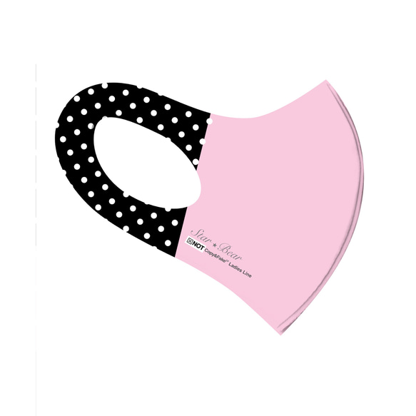 デザイナーズ　ドットマスク ピンク　DOT MASK PINK_blk/wht おしゃれファッションマスク 2枚目の画像