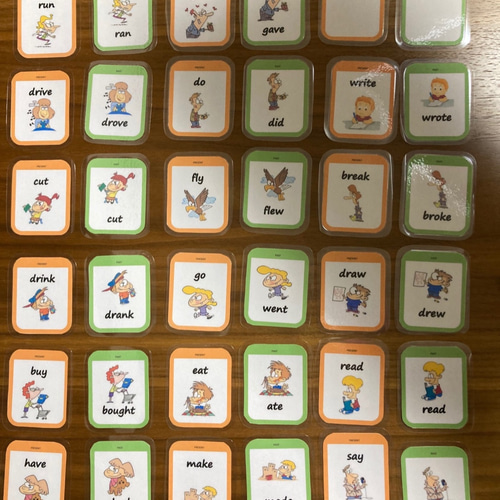 英語のフラッシュカード【現在形/過去形・神経衰弱】 おもちゃ・人形
