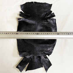 リザード トカゲ革　エキゾチックレザー　レザークラフト 天然素材 艶ありブラック① 2枚目の画像