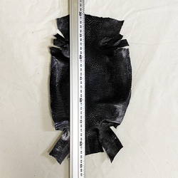 リザード トカゲ革　エキゾチックレザー　レザークラフト 天然素材 艶ありブラック① 3枚目の画像
