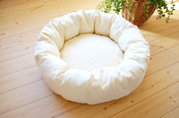 100%オーガニックコットン高級羽毛のペットベッド ワンちゃん