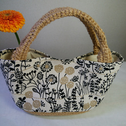 麻糸と布のバッグ　野の花 3枚目の画像